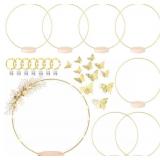 7 PACK FLORAL HOOP WITH STAND AND LED FAIRY LIGHTS