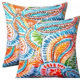 2 PACK WATERPROOF OUTDOOR PILLOWS, 18X18 OUTDOOR T