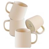 T-WARE 16 OZ COFFEE MUGS, MATTE BEIGE MUG SET OF 4