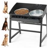 BOBBIE & LAXI 15" TILTED ELEVATED DOG BOWL, SPILL-