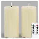 FLAMELESS FLICKERING 4" X8" REAL WAX IVORY REMOTE
