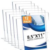 DECOHOBO 12 PACK ACRYLIC SIGN HOLDER 8.5 X 11, CLE