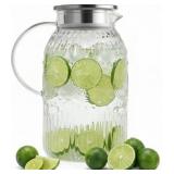 BANDESUN VINTAGE GLASS PITCHER WITH LID, 128OZ/ 1