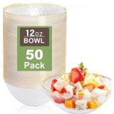 RUBTLAMP 50 PACK CLEAR DISPOSABLE BOWLS, CLEAR PLA