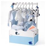 GIFTAMAZ BLUE WOODEN BABY SHOWER CRATE CLOSET, BAB