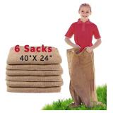6 PACK BURLAP POTATO SACK RACE BAGS, 24"X40" OUTDO