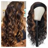 LONG WAVY HEADBAND WIG FOR WOMEN BLACK WIGS WITH B
