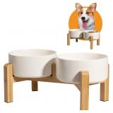 ELEVATED CERAMIC DOG BOWL, 3.6 CUPS DOG FOOD AND W