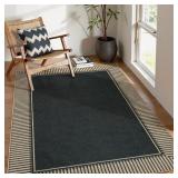 MOYNESA STRIPED BORDER EASY JUTE OUTDOOR RUG 5X7 A
