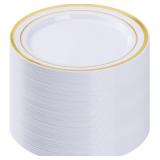 BESTVIP 100PCS GOLD PLASTIC PLATES, 10.25 INCH DIS