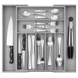 PURAWOOD BAMBOO DRAWER ORGANIZER - EXPANDABLE SILV