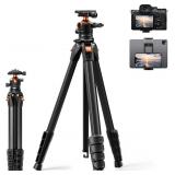 K&F CONCEPT 63" ALUMINUM TRAVEL TRIPOD FOR CAMERA/