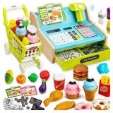 WOODEN CASH REGISTER FOR KIDS WITH SHOPPING CART R