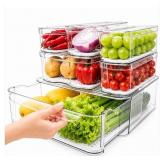 SMRCAD CLEAR FRIDGE BINS WITH DRAIN TRAYS - BPA-FR