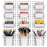 PEGBOARD BINS CUPS WITH HOOKS & LOOPS 12 PACK PEG