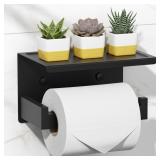 HITSLAM TOILET PAPER HOLDER WITH SHELF, STICK ON M