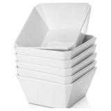 SAMSLE PORCELAIN CEREAL BOWLS, 16 OZ SQUARE SERVIN