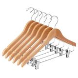 WOODEN HANGERS WITH CLIPS 12 PACK WOODEN PANTS HAN