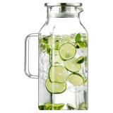 1 PACK 2 LITERS/68 OZ SQUARE GLASS PITCHER WITH LI
