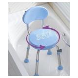 SWIVEL SHOWER CHAIR WITH BACK, 360ï¿½ HEIGHT ADJUSTA