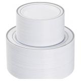 GOODLUCK 200PCS SILVER PLASTIC PLATES,HEAVY DUTY D