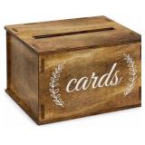 WOODEN WEDDING CARD BOX WITH SLOT AND LID FOR RECE