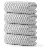 REDKISS 4 PACK GRAY MICROFIBER BATH TOWELS - EXTRA
