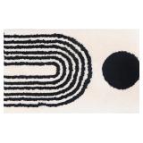 BOHO BATHROOM RUG 20"X31.5" - BLACK AND IVORY ABST