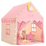 KIDS TENT FOR GRILS INDOOR: WITH MAT, STAR LIGHTS