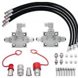 2 PACK 3 WAY HYDRAULIC DIVERTER VALVES KIT FOR 1-2