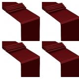 SIINVDABZX 4 PCS BURGUNDY SATIN TABLE RUNNER 12 X