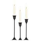 TIFANSO 3PCS VINTAGE BLACK TAPER CANDLESTICK HOLDE