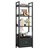FUROLOGEE 5 TIER BOOKSHELF WITH DRAWER, KITCHEN BA