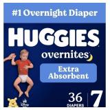 HUGGIES OVERNITES DIAPERS SIZE 7, 36 COUNT