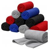 12 PCS FLEECE THROW BLANKETS, BULK PACK 50X60 SOFT
