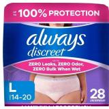 ALWAYS DISCREET ADULT DIAPERS FOR WOMEN, INCONTINE