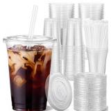 VITEVER 100 SETS - 24OZ PLASTIC CUPS WITH LIDS AND