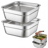 2 IN 1 LARGE STAINLESS STEEL SINK BASIN WITH COLAN
