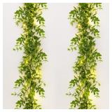 2 PACK EUCALYPTUS GARLAND WITH LED LIGHTS STRING 1