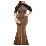 ZOMVA PLUS SIZE SPARKLY HALTER NECK DRESS CHIFFON