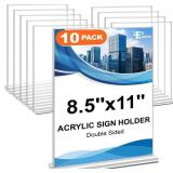 EHWINE ACRYLIC SIGN HOLDER 8.5 X 11, 10 PACK DOUBL
