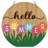 SUMMER DOOR DECOR, DAISY HELLO SUMMER SIGN DECORAT
