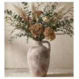 CERAMIC FLOWER VASE WITH HANDLES,10" NEUTRAL TALL