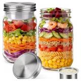 PALKSKY 32OZ SALAD JARS WITH DRESSING CUP, 2 PACK