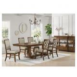 $239 STARK CHERRY WOOD GREY FABRIC DINING SIDE CHA