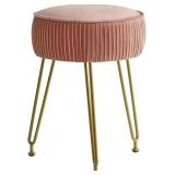 IBUYKE VELVET VANITY STOOL OTTOMAN, ROUND FOOTREST