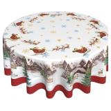 GIWAWA 60IN CHRISTMAS ROUND TABLECLOTH SANTA CLAUS