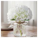 HYDRANGEA ARTIFICIAL FLOWERS IN VASE SILK FAKE FLO