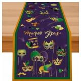 1 LOT OF 3-MARDI GRAS TABLE RUNNER, PURPLE TABLE R