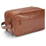 PERSONALIZED LEATHER TRAVEL TOILETRY BAG FOR MEN,